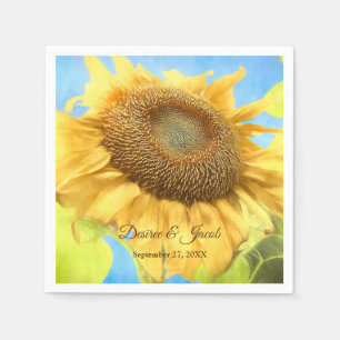 Serviette En Papier Tournesol Jaune Pays Russe Mariage Aquarelle