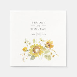 Serviette En Papier Tournesol Jaune Russe Mariage