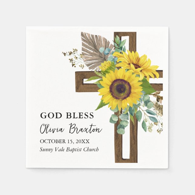 Serviette En Papier Tournesol joyeux Rustique Boho d'été Baptême (Devant)