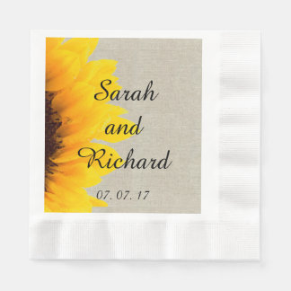 Serviette En Papier Tournesol lin Rustique Mariage serviettes