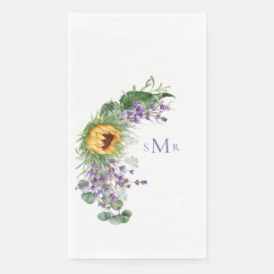 Serviette En Papier Tournesol Monogramme Lavande