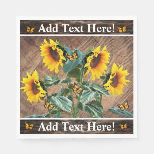 Serviette En Papier Tournesol Papillons Rustic Barque
