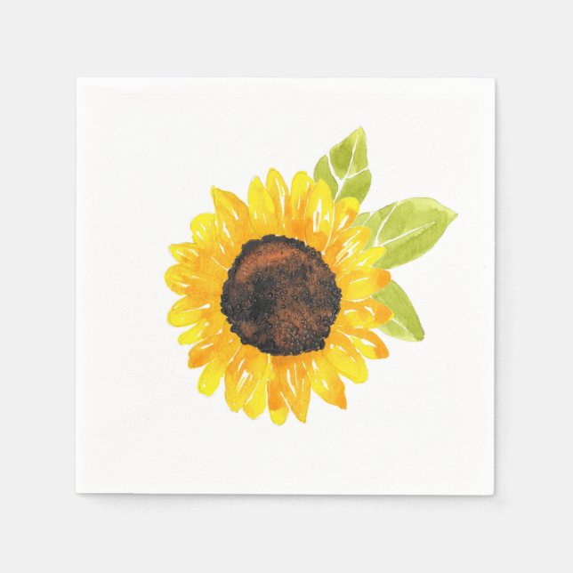 Serviette En Papier Tournesol Peint À La Main (Devant)