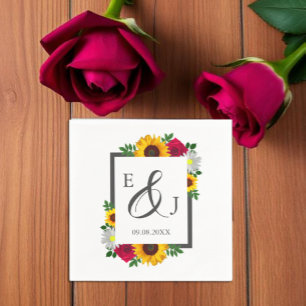 Serviette En Papier Tournesol Rose Daisy Floral Automne Mariage