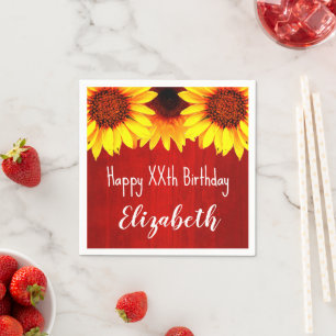 Serviette En Papier Tournesol Rustique Bois Anniversaire