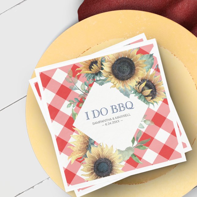 Serviette En Papier Tournesol rustique rouge En vichy grange Mariage (Créateur téléchargé)