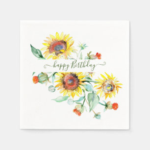 Serviette En Papier Tournesols aquarelle personnalisés