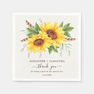 Serviette En Papier Tournesols aquarelle tendance floral d'été bohème