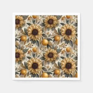Serviette En Papier Tournesols et agrumes rustiques d'automne