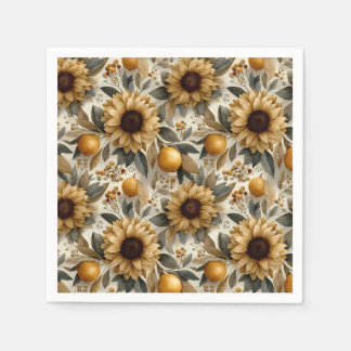 Serviette En Papier Tournesols et agrumes rustiques d'automne