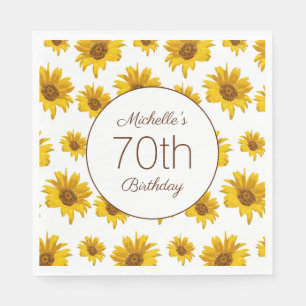 Serviette En Papier Tournesols jaunes Blanc 70e Anniversaire
