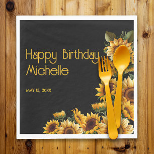 Serviette En Papier Tournesols Rustique Élégant Joyeux Anniversaire