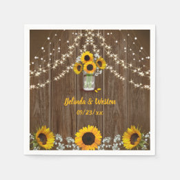 Serviette En Papier Tournesols rustiques et Mariage Mason Jar