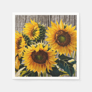 Serviette En Papier Tournesols Rustiques Sur Barton Imprimer