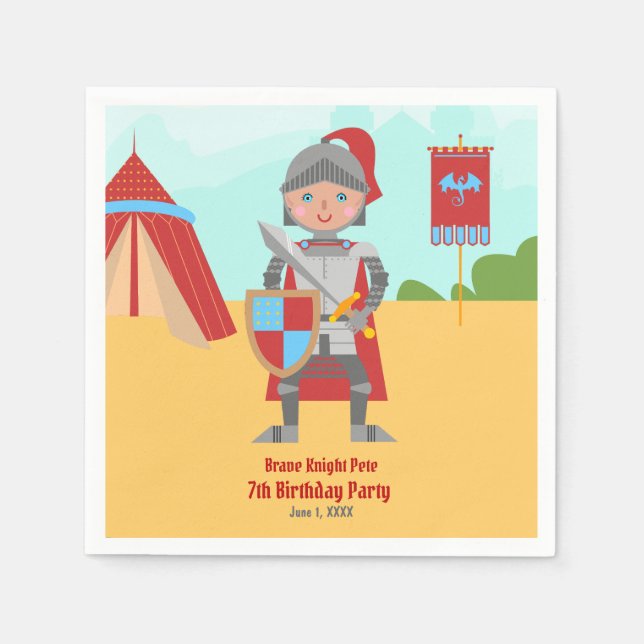 Serviette En Papier Tournoi médiéval des chevaliers fête d'anniversair (Devant)