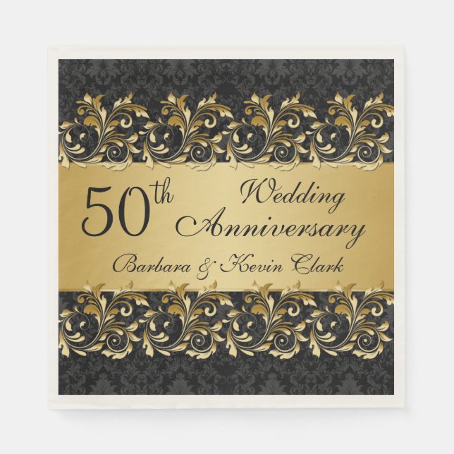 Serviette En Papier Tournois d'or 50e anniversaire de Mariage (Devant)