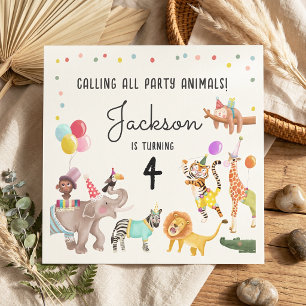 Serviette En Papier Tous les animaux de fête sont invités Safari Anniv