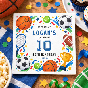 Serviette En Papier Tous les sports étoiles 10e anniversaire Fête de