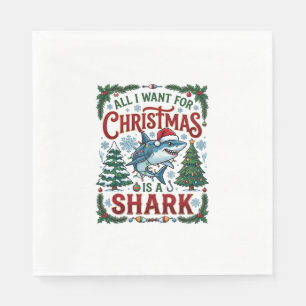 Serviette En Papier Tous Veulent des Arbres de Noël Requins