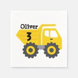 Serviette En Papier Tout âge Anniversaire Enfants Jaune Camion Camion 