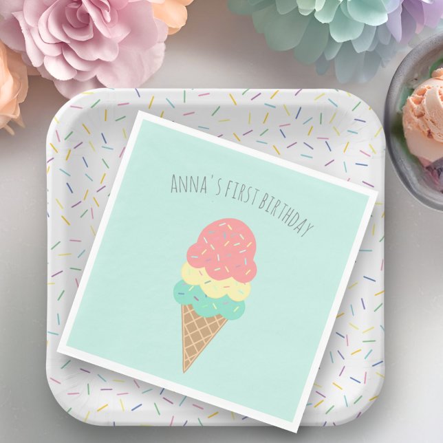 Serviette En Papier Tout âge glaces personnalisées serviettes d'annive (Créateur téléchargé)