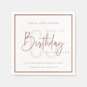 SERVIETTE EN PAPIER TOUT ÂGE ROSE OR BLUSH ROSE TYPOGRAPHIE ANNIVERSAI