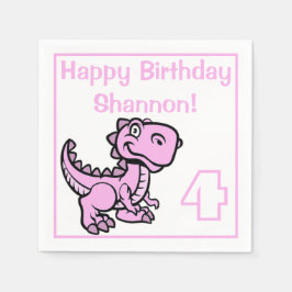 Serviette En Papier Tout âge rose T Rex Dinosaur Anniversaire