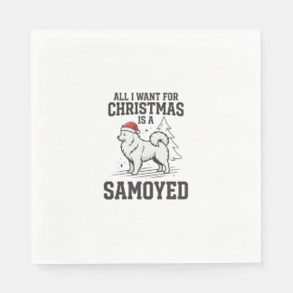 Serviette En Papier Tout ce que je veux pour Noël Chien Samoyède