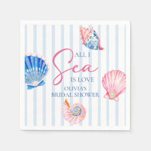 Serviette En Papier Tout ce que je vois est l'amour Coquillages Fête d
