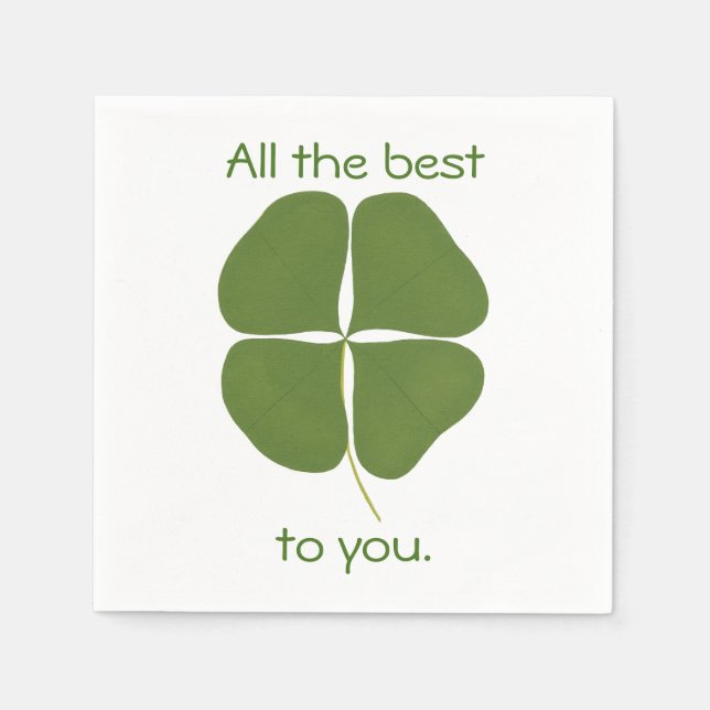Serviette En Papier Tout le meilleur, Shamrock Four Leaf Clover Napkin (Devant)