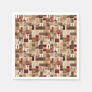 Serviette En Papier Tout mon café Patchwork Quilt Motif No3