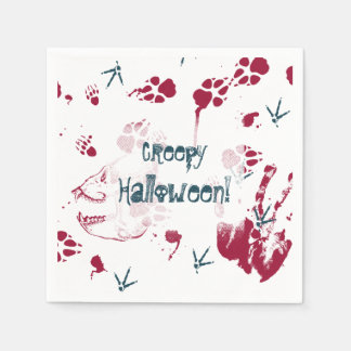 Serviette En Papier Traces sanguines déplaisantes du crâne d'Halloween