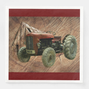 Serviette En Papier Tracteur rouge vintage Rustic Barn Shop