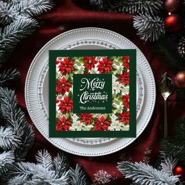 Serviette En Papier Traditional Holiday Napkins Chic Floral Poinsettia (Traditional Holiday Napkins Chic Floral Poinsettia)