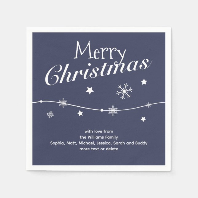 Serviette En Papier Traditionnel - Bleu Classique - Serviettes de Noël (Devant)