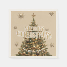 Serviette En Papier Traditionnel Joyeux Noël Antique Or Personnalisé