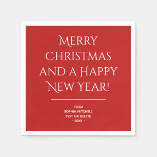 Serviette En Papier Traditionnel - Serviettes de Noël Joyeux Rouge Cla