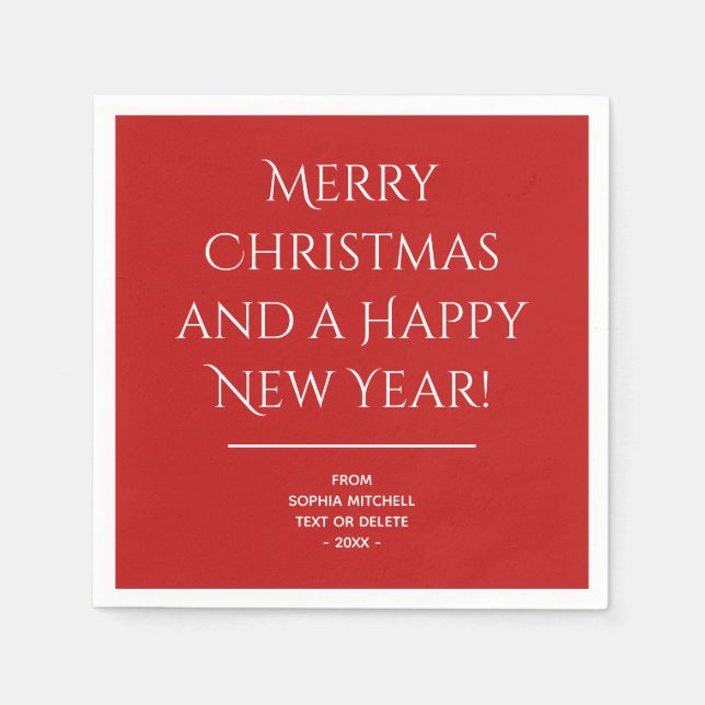 Serviette En Papier Traditionnel - Serviettes de Noël Joyeux Rouge Cla (Devant)