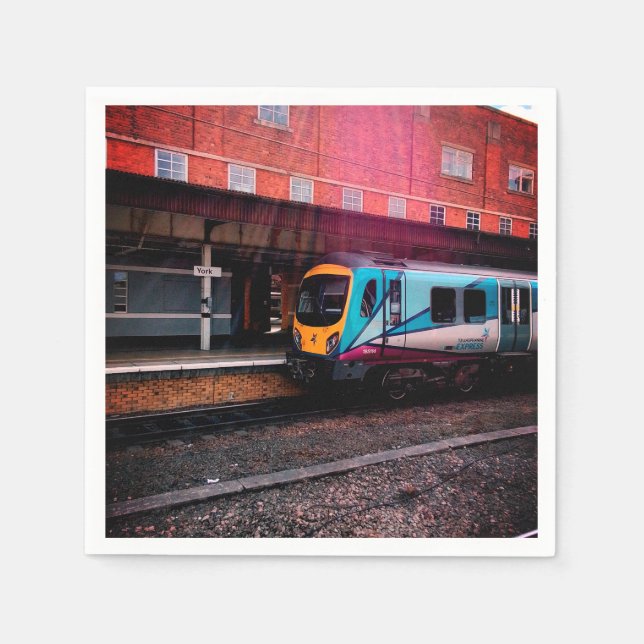 Serviette En Papier Train bleu clair (Devant)