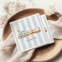 Train bleu vintage 1er anniversaire