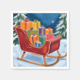 Serviette En Papier Traîneau du Père Noël Joyeux Noël
