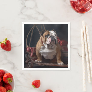 Serviette En Papier Traîneau enneigé de Noël Bouledogue