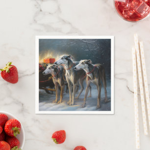 Serviette En Papier Traîneau enneigé Greyhound Décor Noël