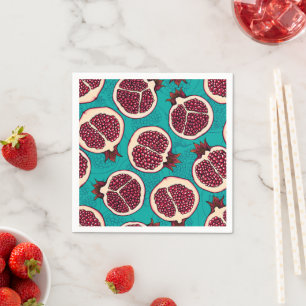 Serviette En Papier Tranches de grenade sur turquoise