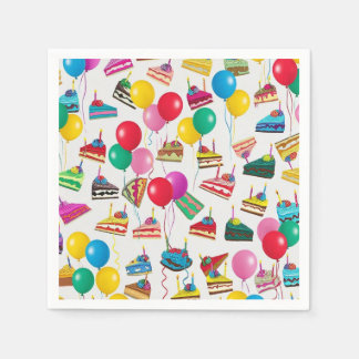 SERVIETTE EN PAPIER " TRANCHES ET BALLONS DE GÂTEAU "