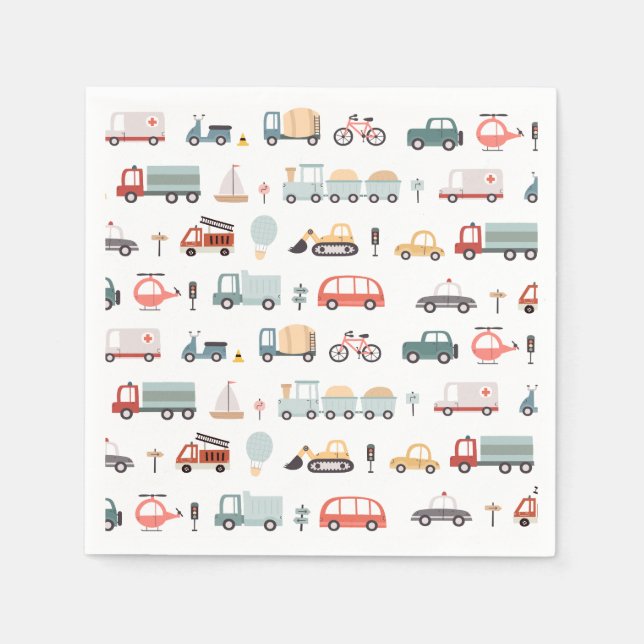 Serviette En Papier Transport moderne Anniversaire de fête Napkins (Devant)