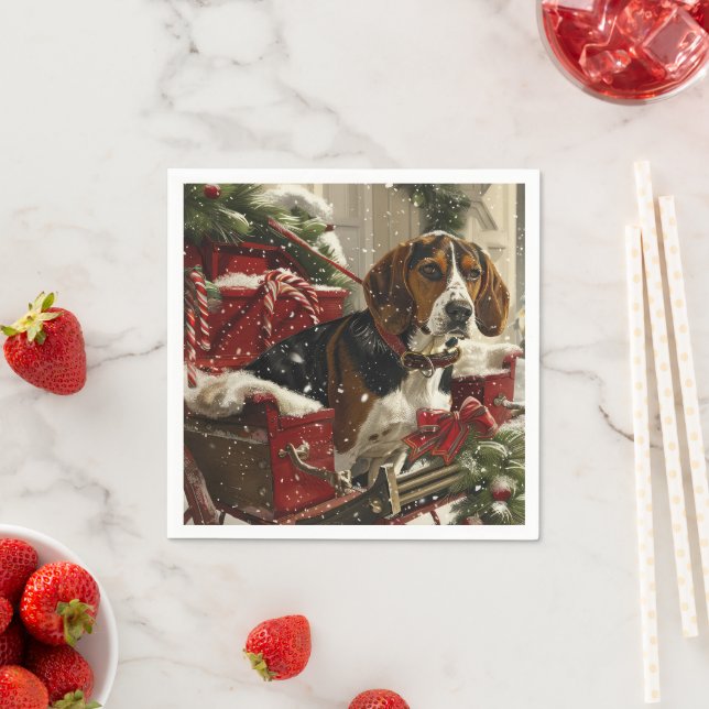 Serviette En Papier Treeing Walker Coonhound Dog Christmas Festive (En situation)