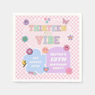 Serviette En Papier Treize A Vibe Preppy Patch 13e fête d'anniversaire