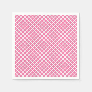 Serviette En Papier Trellis Diamant Blanc - Fuchsia Rose
