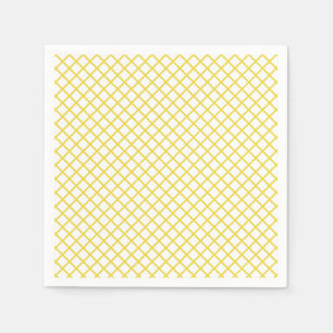 Serviette En Papier Trellis Diamant Jaune Doré - Blanc